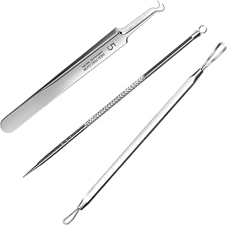 Yolmooat 3PCS Professional Pimple Popper Tool Kit - Surgical Grade Stainless Steel Blackhead Remover & Acne Extractor for Face, Nose, T-Zone