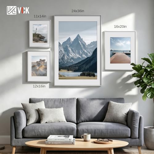 Image of VCK 16x20 Frames Silver Metal, Real Glass, 11x14 Mat, 3 Pack, for Picture
