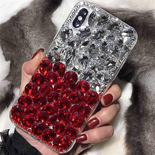 for Google Nexus 6P Case,Huawei Nexus 6P Case,3D Handmade Sparkle Stunning Stones Crystal Diamond Bling Glitter Phone Case for Google Nexus 6P 2015(C White/Red)