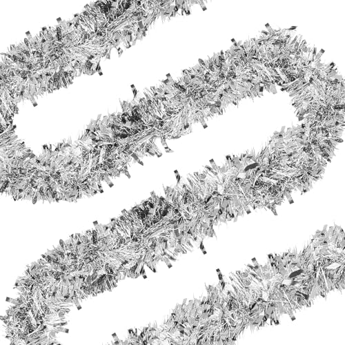 SULOLI 6 Meter Weihnachtsgirlande Silber,Tannengirlande,Weihnachtsbaum...