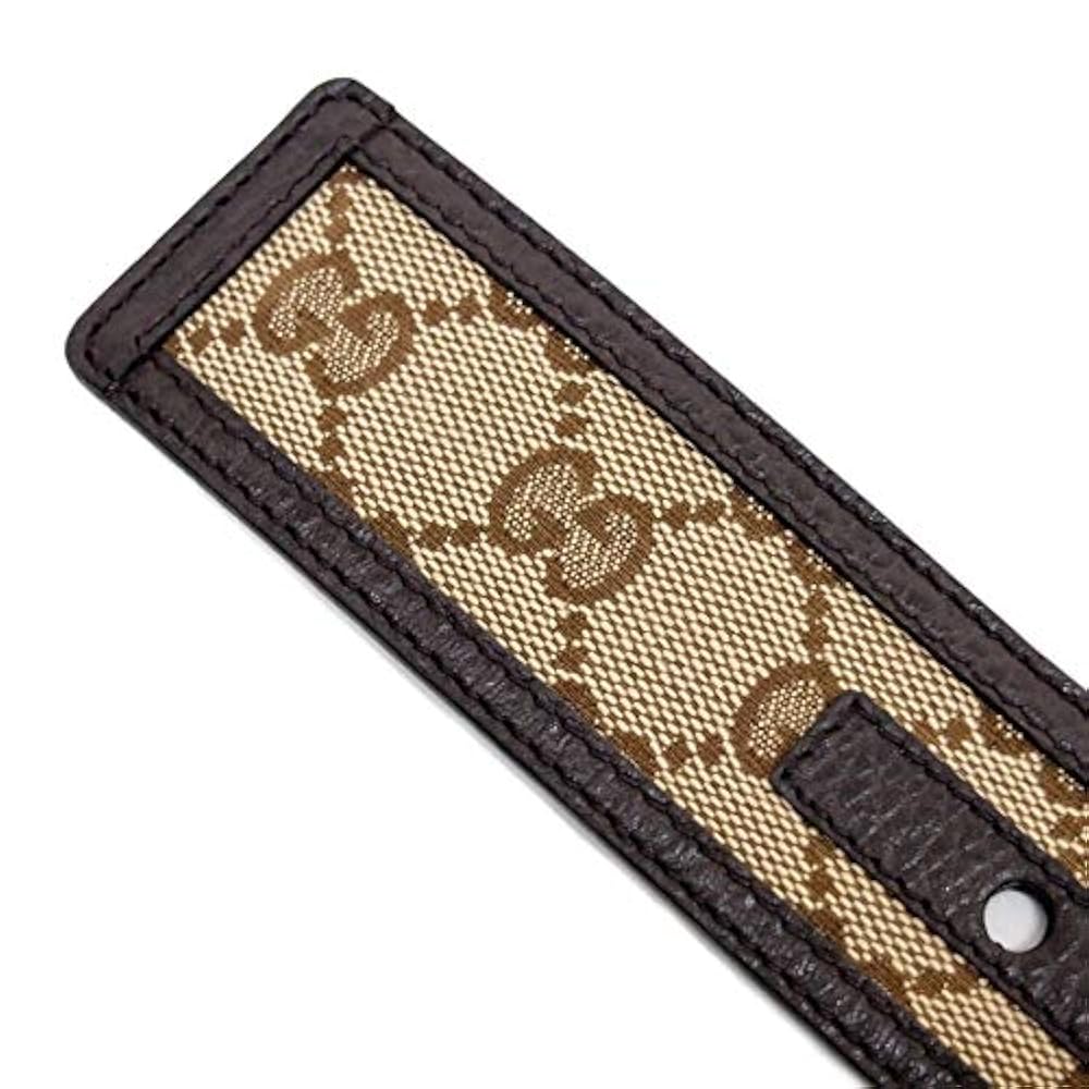 美品　グッチGG ベージュ ブラウン レザー ベルト グッチ 449716 GGキャンバス ベルト 95/38 キャンバス×レザー