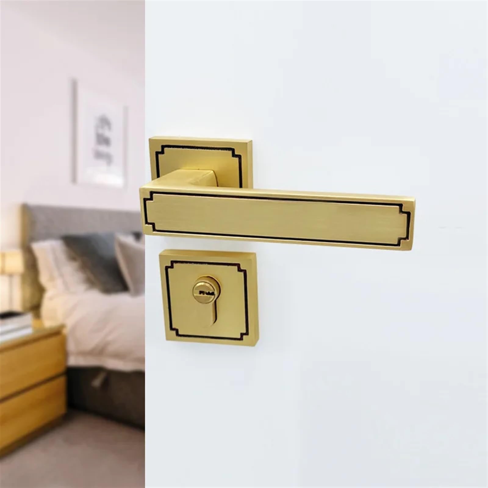 Serrure de porte intérieure pour chambre et bureau en bois calme