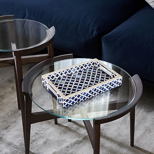 Image of Handicrafts Home 12 inch x 8 inch Blue Decorative Tray Breakfast Coffee Table Top Vintage Handmade Serving Tray