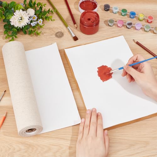 BENECREAT 5m x 28cm Leinwandrolle Leinen, Vier grundierte Leinwandrollen Künstlerleinwand für Gesso-Kunstmalerei Ölgemälde Hintergrunddekoration, 0.3mm dick