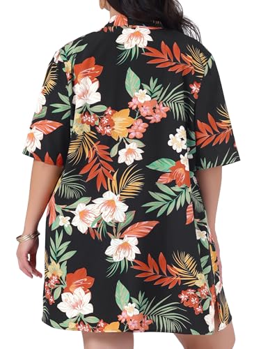 Agnes Orinda Plus Size 2 Piece Outfit for Women Tropical Print Kimono Floral Tops and Shorts Sets Vacation Holiday4