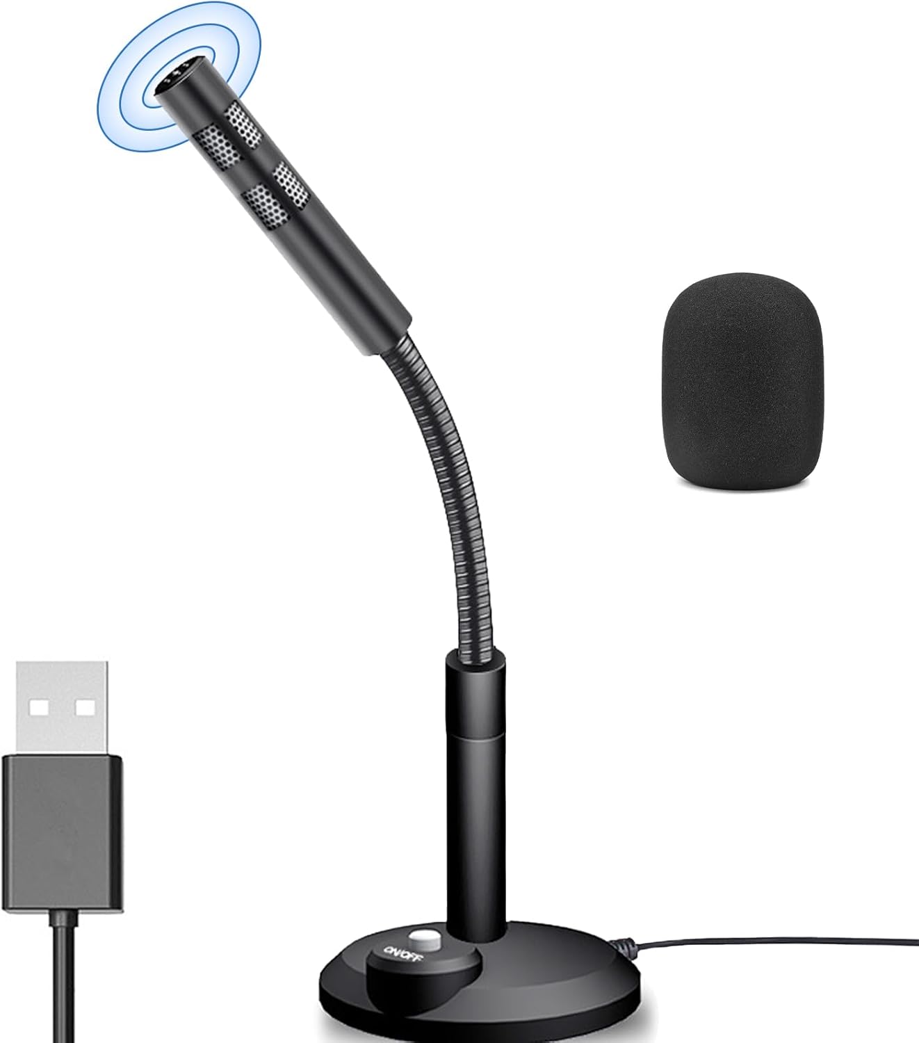 ICOUVA USB Microphone,Computer PC Mic,Plug and Play Desktop PC Laptop Microphone with Mute Button,USB Condenser Mic for Conferencing,Games,Chat,Podcasting