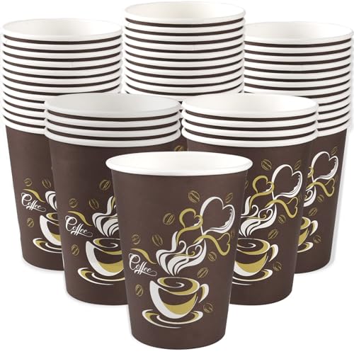 CUPLOOV 100pcs 12 oz Paper Cups, Disposable Hot Beverage Coffee