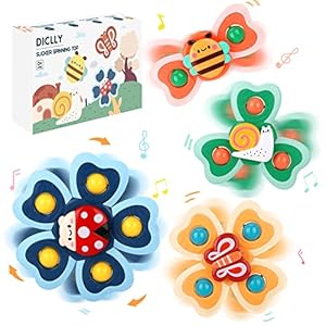 DICLLY Baby-Saugnapf-Spielzeug Set,4-teilig Badespielzeug,Ab 1 Jahr,Förderung von Motorik und Sensorik,Lustige Insektenmuster Wasserspielzeug für Fenster und Badewannen