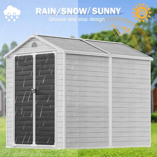 Cdcasa 8X6 Ft Resin Storage Shed, Waterproof Large Outdoor Shed With Floor & Lockable Door & Window & Vents thumb #7