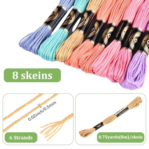Image of 8 Skeins 6 Strands Colorful Embroidery Floss Variegated Cross Stitch Thread Needlepoint Gradient Friendship Bracelet String Yarn Threads Bulk for Sewing Bracelets Knitting Stitching Crafts
