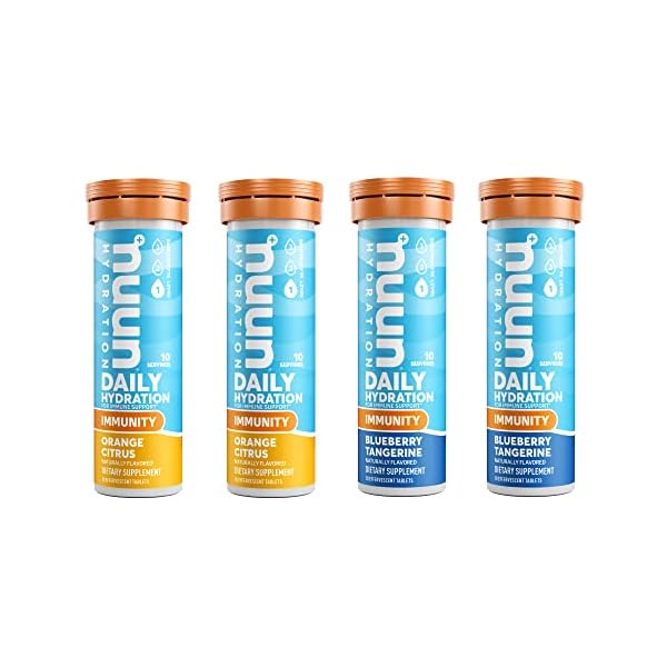 Nuun Hydration Immunity Electrolyte Tablets With 200mg Vitamin C, Blueberry Tangerine + Orange Citrus, 4 Pack (40 Servings)
