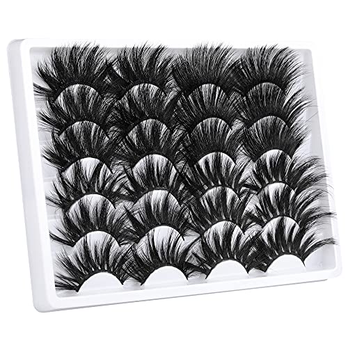 Newcally 5D False Eyelashes 25mm Long Fluffy Faux Mink Lashes Dramatic 12 Pairs 4 Styles Strip Fake Lashes Reusable Wispy Eye Lashes Wholesale