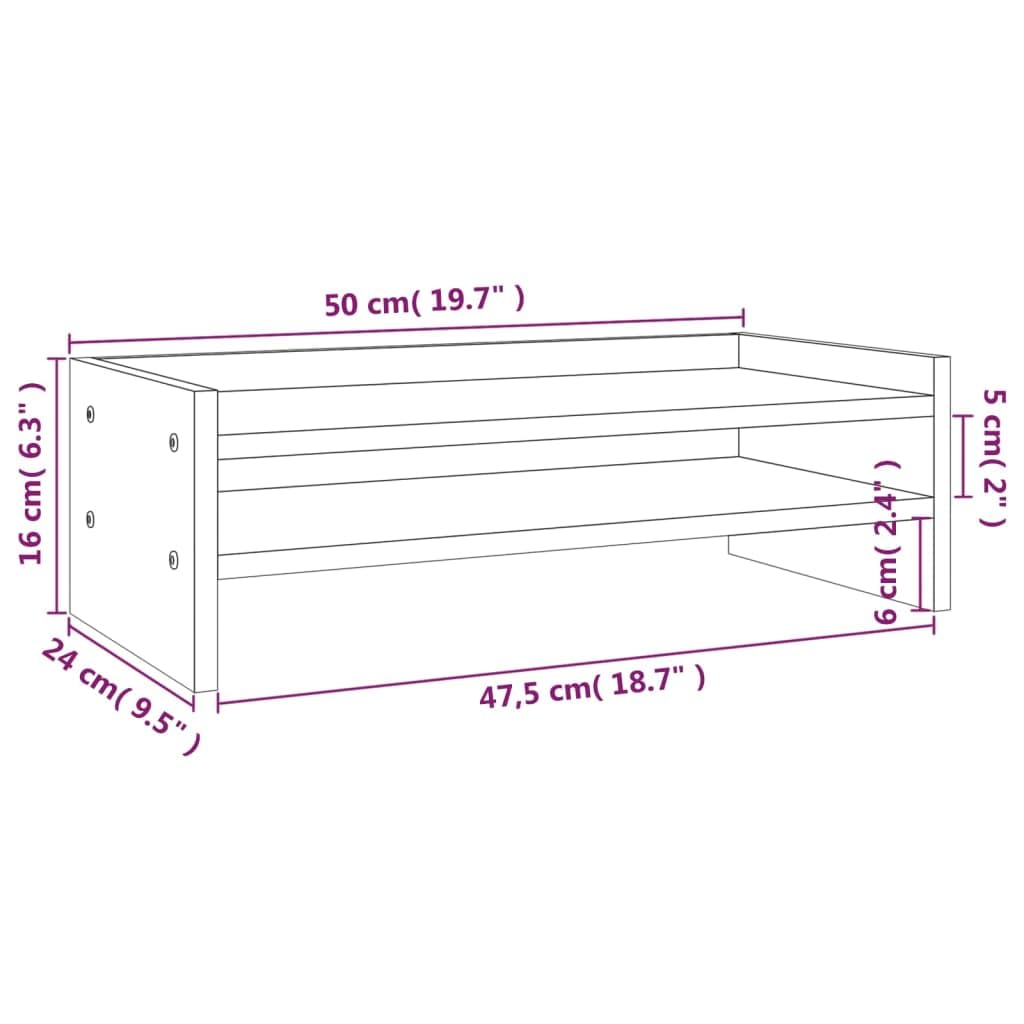 Supporto per monitor 50 x 24 x 16 cm in legno di pino solido 02_0004463