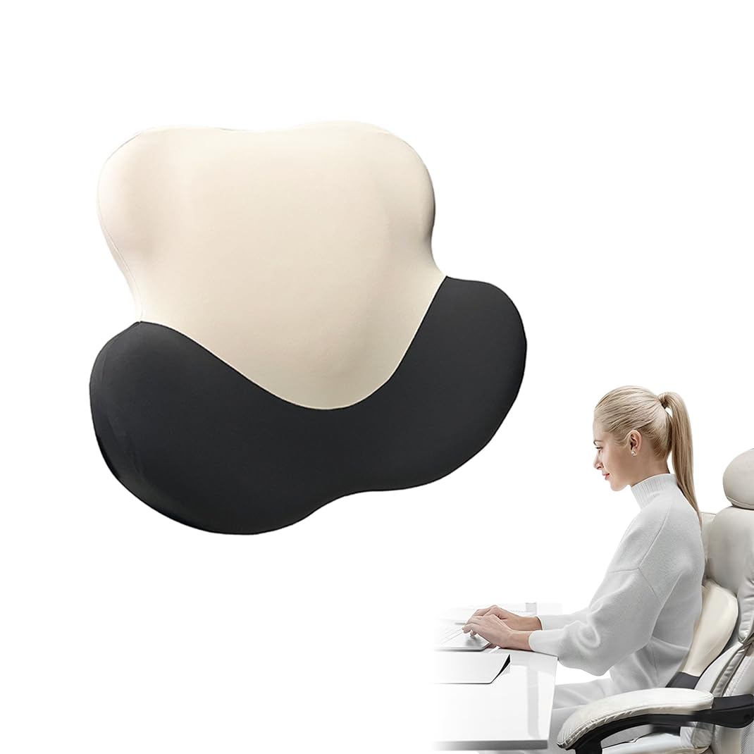 New Ergo Life Lumbar Support Cushion, Memory Foam Back Support for Pain Relief, Ergonomic Waist Cushion for Office Chair, Car Seat, and Home,