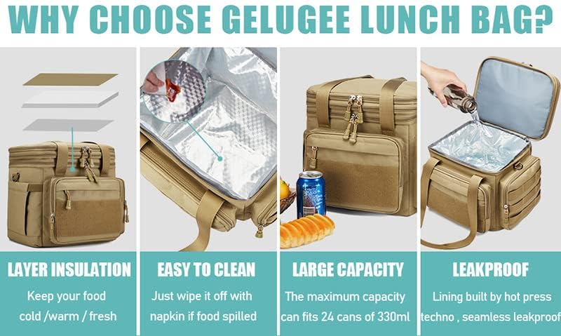 Miniatura 6 de MAxba Lonchera duradera de doble capa, lonchera grande con aislamiento expandible, bolsa enfriadora a prueba de fugas, viaje de día a la playa para