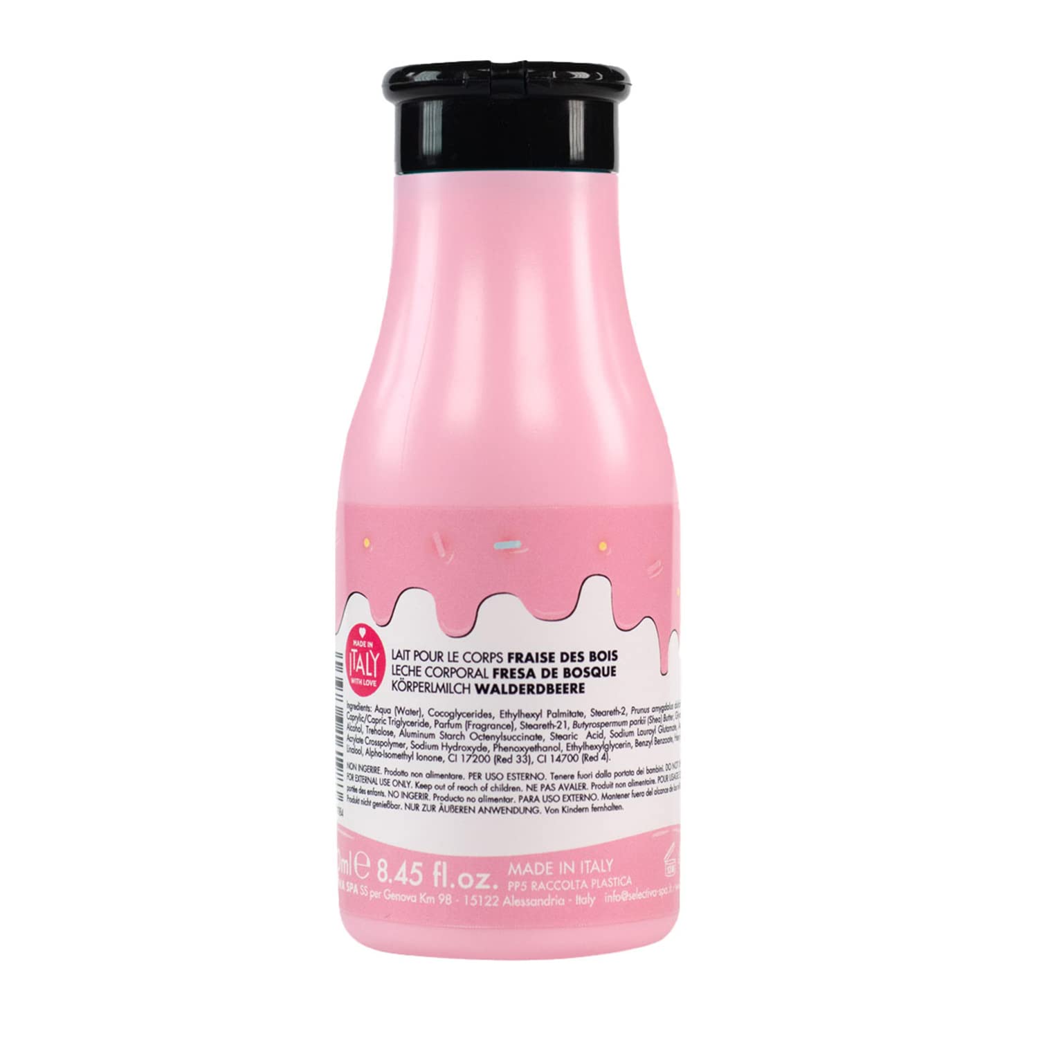 Aquolina Body Milk Wild Strawberries, Delicate and Enveloping for Velvety Skin - 250 ml