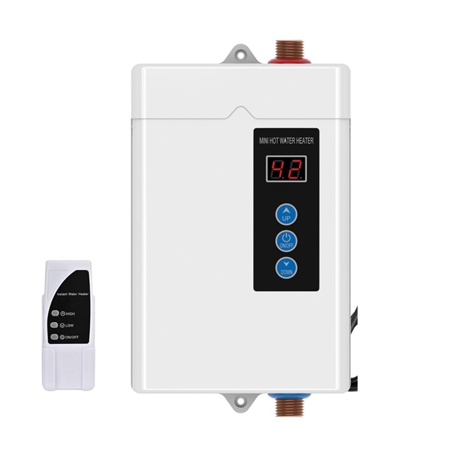 3000W Tankless Water Heater Electric,Instant Hot Water Heater with Remote Control, LCD Touch Screen Water Heat Compact and Durable(Bianco)