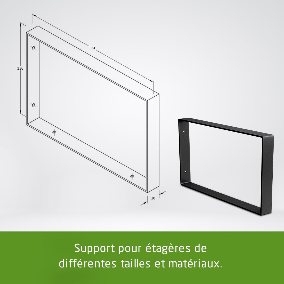 Amig - Lot de 4 Supports pour Étagères Couleur Blanc | Équerre pour étagères 300 x 225 mm | Acier résistant : jusqu'à 260 kg