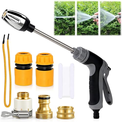 Power Jet Hochdruckpistole Hochdruckpistole für Gartenschlauch Hochdruckdüse für Gartenschlauch mit Regulierbarem Wasserstrahl Gartenbrause für Autowäsche Bodenreinigung und Gartenpflege (Schwarz)