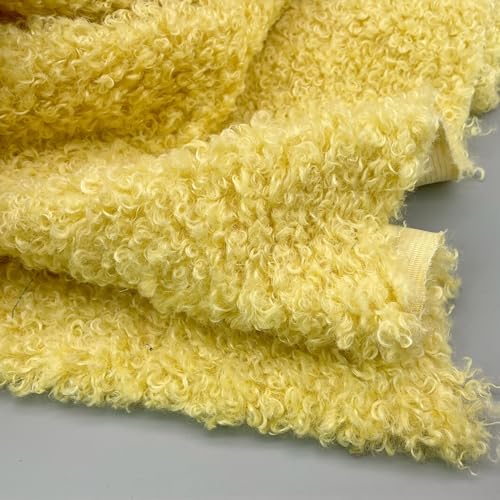 Tissu polaire sherpa bouclée jaune 160x45cm pour doublure