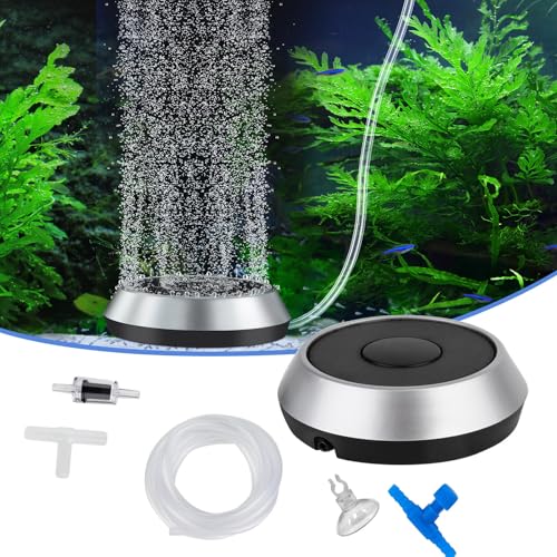 hygger Aquarium Ausströmer Set Luftstein Sauerstoff Diffusor Sprudler für Aquarium,Luftsteinscheibe Fischtank Luftstein 2.3 Inch Luftausströme mit Luftschlauch(S)