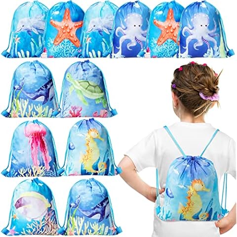 Clabby 12 Pcs Ocean Theme Drawstring Bags Cover