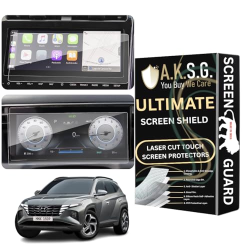 Image of A.K.S.G. Screen Guard Compatible With Hyundai Tucson Cluster & Infotainment Combo 10.1 Inch [2023-Running] [Transparent]