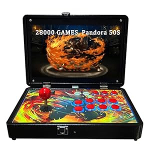 Portable 28000 in 1 Pandoras Box 50S 3D Arcade Game Console, 14-inch Screen Retro Video Game Machine with Search/Hide/Save/Load/Pause Function