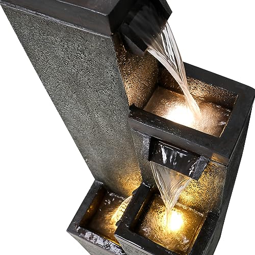 Bbabe Modern Floor-Standing Water Fountain 39.3 Inch High, Indoor Outdoor Water Fountain With Lights For Home thumb #6