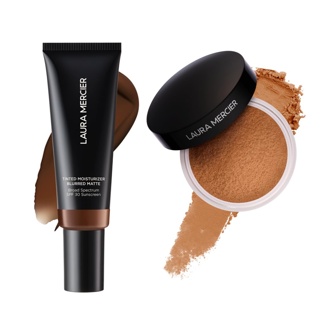 Laura Mercier Tinted Moisturizer Blurred Matte with SPF 30 24HR Shine Control Shade 7N Mahogany and Translucent Loose