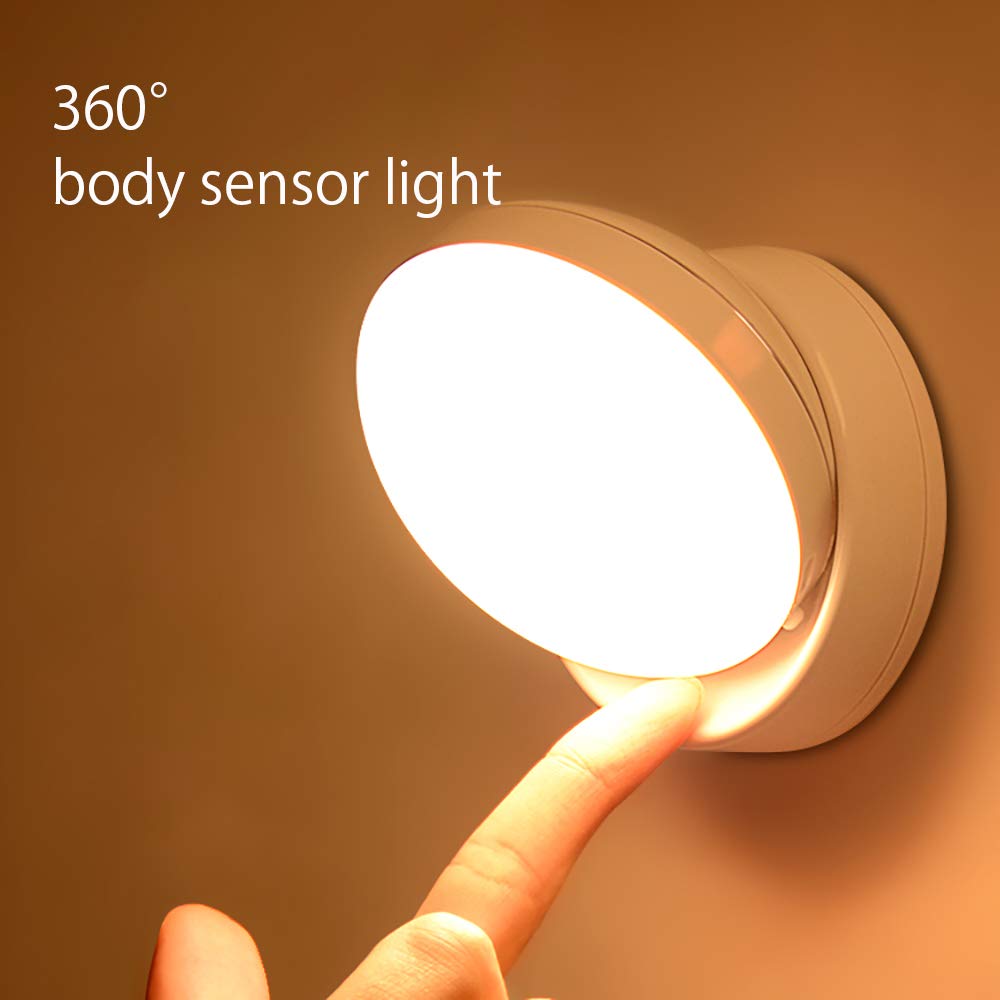 La luz del Sensor, Armario de luz, luz de Noche LED portátil, 360 ° de rotación, USB Recargable, Base magnética, Doble Modo de inducción de luz, medioambiental y de Ahorro de energía