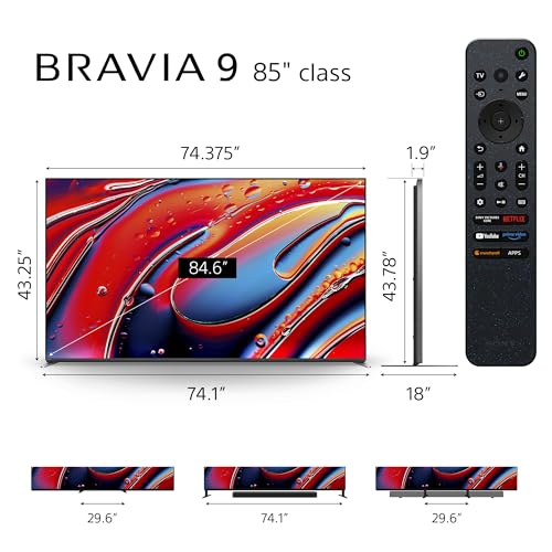 Image of Sony 85 Inch Mini LED QLED 4K Ultra HD TV BRAVIA 9 Smart Google TV with Dolby Vision HDR and Exclusive Features for PlayStation 5 (K-85XR90)