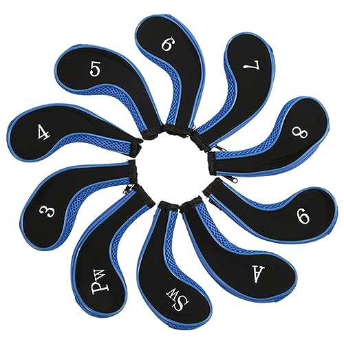 10Pcs Neoprene Club Covers, Waterproof Club Iron Covers, Puer Protectors Fits Most Brands of Irons(navy blue)