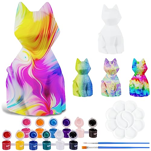 Vicloon Malen Sie Ihre eigene Katzenlampen-Kit, DIY geometrische Katzenkunst, Handwerk für Teenager, Mädchen, Jungen ab 3–12 Jahren, kreatives Kunstzubehör, Geburtstagsparty-Geschenk