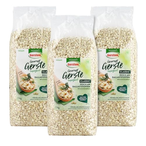 Gerstoni Gourmet Gerste Classic (3 x 1kg) – mild-nussige Reisalternative – ballaststoffreiches Superfood mit 5% pflanzlichem Beta-Glucan – nachhaltig & regional – fertig in nur 15–18 Minuten.
