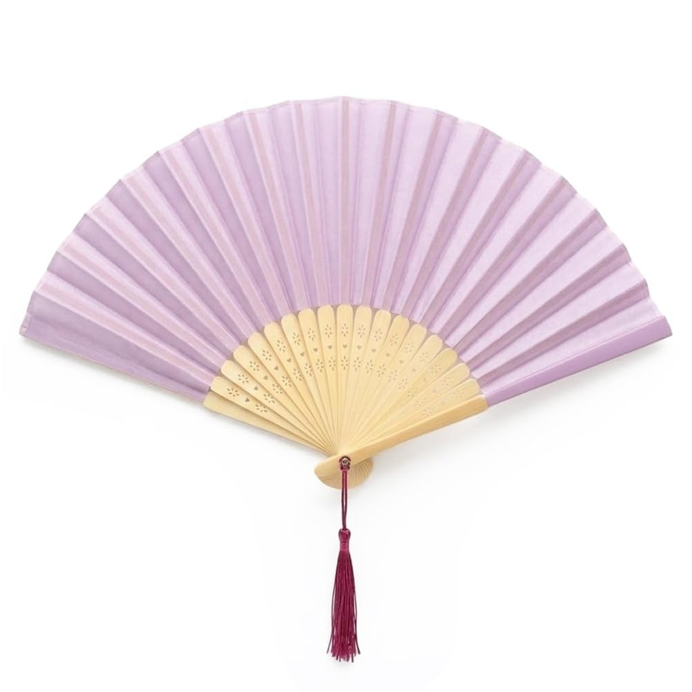FANSOF.FANS Chinese Silk Folding Hand Fan – Bamboo Handheld Paper Fan Style with Tassel, Wedding Fans for Guests, Bridal Shower & Hen Party Favours, Vintage Japanese Fan Wedding Props & Party Decor