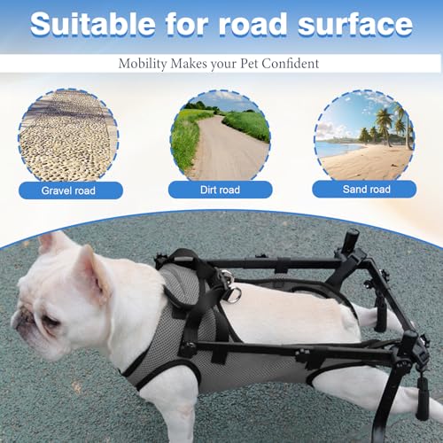 TWSOUL Small Dog Wheelchairs for Back Legs,Wheel Folding Adjustable Doggy Wheel-Chair,Small Pet Hind Leg Wheelchair,Dog Leg Brace and Hip Support,Light Weight for Dog/Cat/Pets with Disabled (Grey M) - Image 6