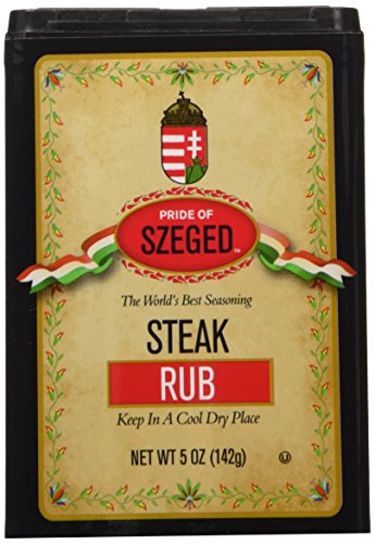Pride Of Szeged Steak Rub Seasoning Spice Mix, Shaker And Pour Top For Steaks Burgers And Beef, 5Oz. Tin, 1-Count (Pack Of 2) #TOP1