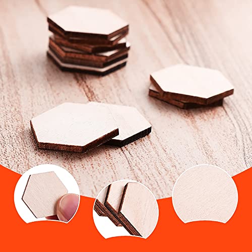 Hsthe Sea 100pcs 22mm Unfinished Wood Hexagon Shapes Wood Hexagon Slices Embellishments Ornament for DIY Arts Craft Project - Image 3