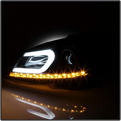 Miniatura 6 de ACANII - Para [modelo halógeno] 2012-2014 Mercedes Benz W204 Clase C LED DRL y señal negro proyector faros delanteros