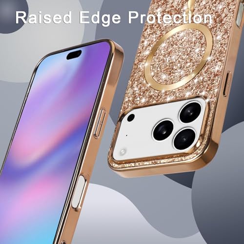 Étui magnétique à paillettes iPhone 17 Pro Max orange mince - 2