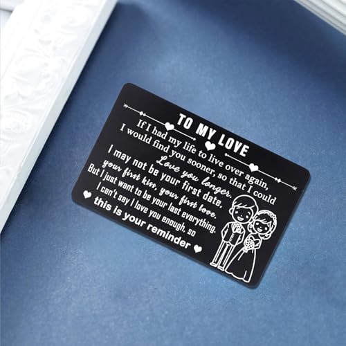 MADHAHEFU Couple Gifts To My Love Wallet Insert Card Valentines Gifts for Husband Wife Boyfriend Girlfriend Sweet Reminder for Him Her Wedding Anniversary Wallet Card I Love You Card Gifts for Couple2