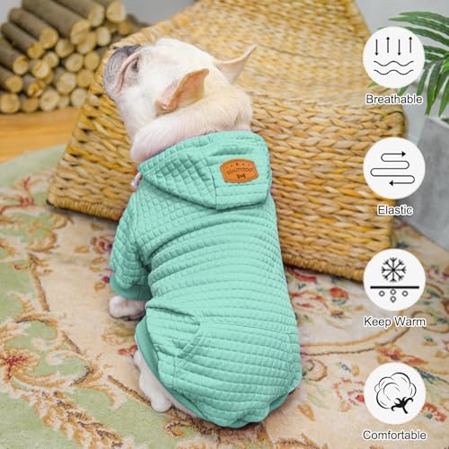 Image of BEAUTYZOO Dog Hoodies Sweater for Small Dogs,Waffle‑Like Laminated Pet Coat | Warm Dog Sweatshirt with Pocket & Leash Hole,Pullover Clothes for Girl Boy Dogs & Cats,Stretchy & Easy‑On‑Off,Chihuahua Puppy