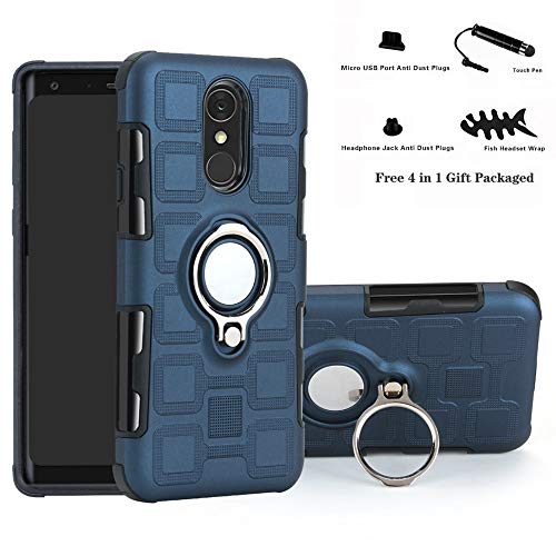 Labanema Hülle für LG Q7, Ring Kickstand 360 Grad rotierenden Fingerring Grip Drop Schutz Stoßdämpfung Weichen TPU Cover für LG Q7 / Q7 Plus / Q7 Alpha - Navy Blau Cover