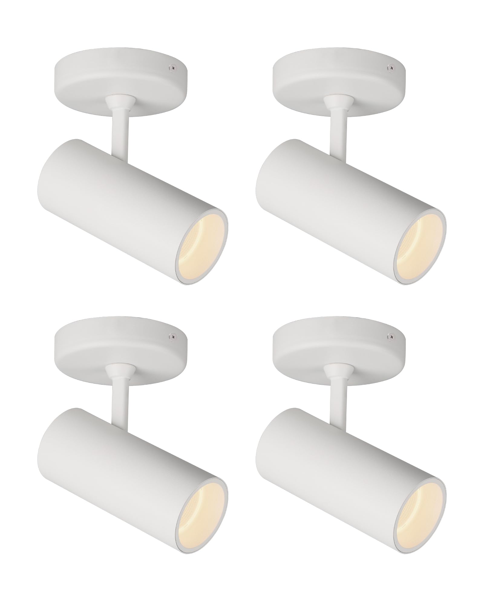 Aisilan 4 Pack 9W LED Modern Directional Dimmable Spotlight Indoor, Adjustable Angle Anti-Glare Wired Ceiling Spot Light Lamp for Living Room, Picture, Panting Accent Lighting, Warm Light, White