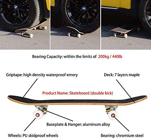 Geelife Skateboard 7 Layers Decks 31"x8" Pro Complete Skate Board Maple Wood Longboards for Teens Adults Beginners Girls Boys Kids (Stardust) - Thumbnail 5