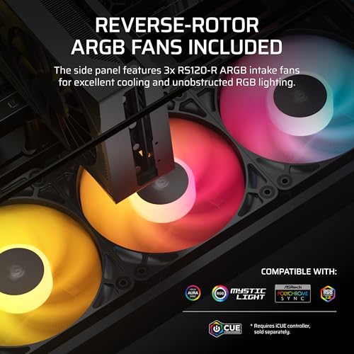 Image of CORSAIR 2800X RS-R Reverse Fan ARGB Micro-ATX PC Case - 3X Fans Included, Panoramic Glass, Modular Customization, GPU Anti-Sag, Reverse Connection Motherboard Compatible - Black