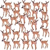 Skylety 28 Pieces Miniature Deer Figurines for Crafts Deer Cake Toppers Mini Figurines Toys for Birthday Party Shower Decorations