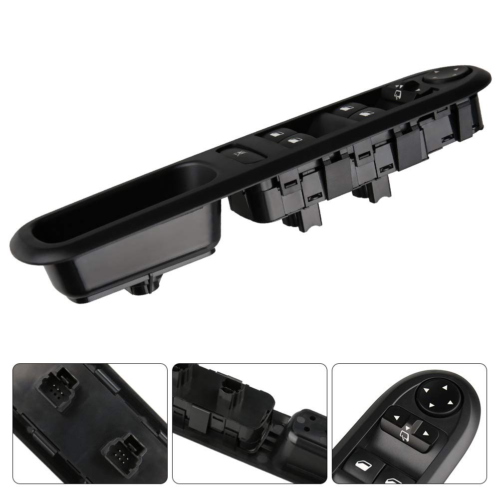 Elektrischer Fensterschalter Autofenster-Knopf, elektrischer Fensterheber-Steuerschalter 2004–2010/passend for Peugeot 407, Glasheber, Hauptschalter, Fensterheber-Bedienfeld, 6554.ER