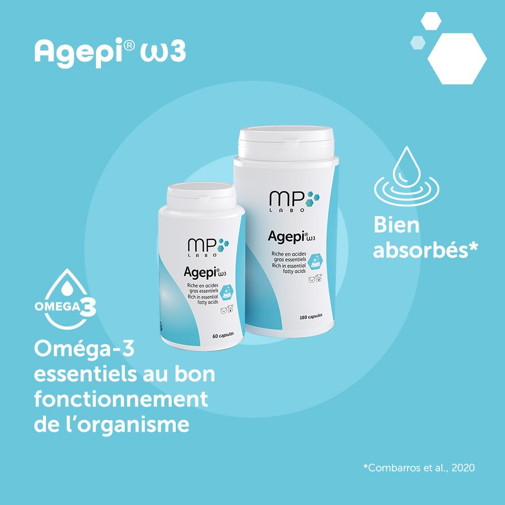 MP Labo Agepi® Omega 3 pour Chien et Chat - Riche en Acides Gras Essentiels (60 Capsules)